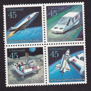 Scott #c122-c125a Futuristic Mail Delivery Block of 4 Stamps MNH Spacecraft 1st