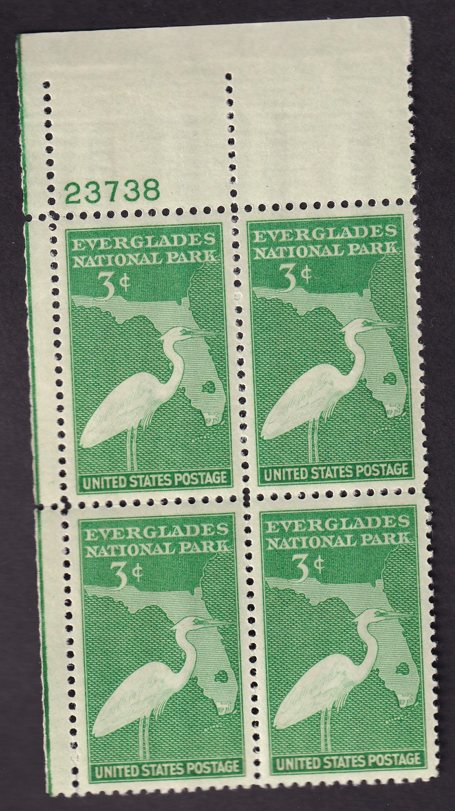 Scott #952 Everglades Florida Plate Block of 4 Stamps - MNH P#23738 UL #1