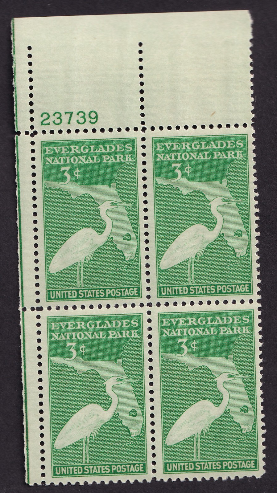 Scott #952 Everglades Florida Plate Block of 4 Stamps - MNH P#23739 UL