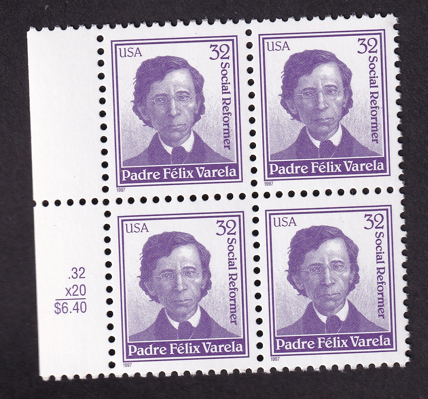 Scott #3166 Padre Felix Varela Block of 4 Stamps - MNH w/Price