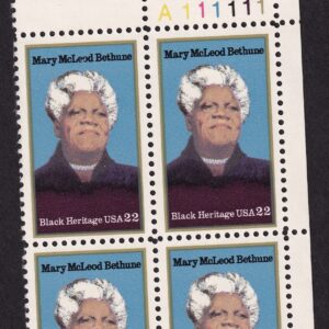 Scott #2137 Mary McLeod Bethune (Black Heritage) Plate Block of 4 Stamps MNH UR