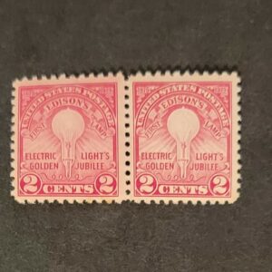 Scott #655 Edison's First Lamp Stamp Pair - MNH