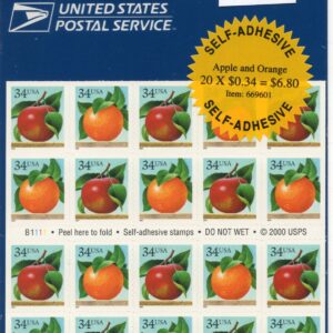 Scott #3492b Apple and Orange Booklet of 20 Stamps - Sealed
