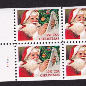 Scott #2582 Santa Checking List Booklet Pane of 4 Stamps - MNH