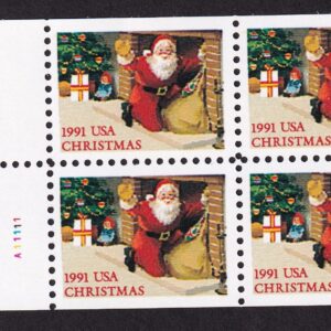 Scott #2584 Santa Kneeling with Bag Booklet Pane of 4 Stamps - MNH