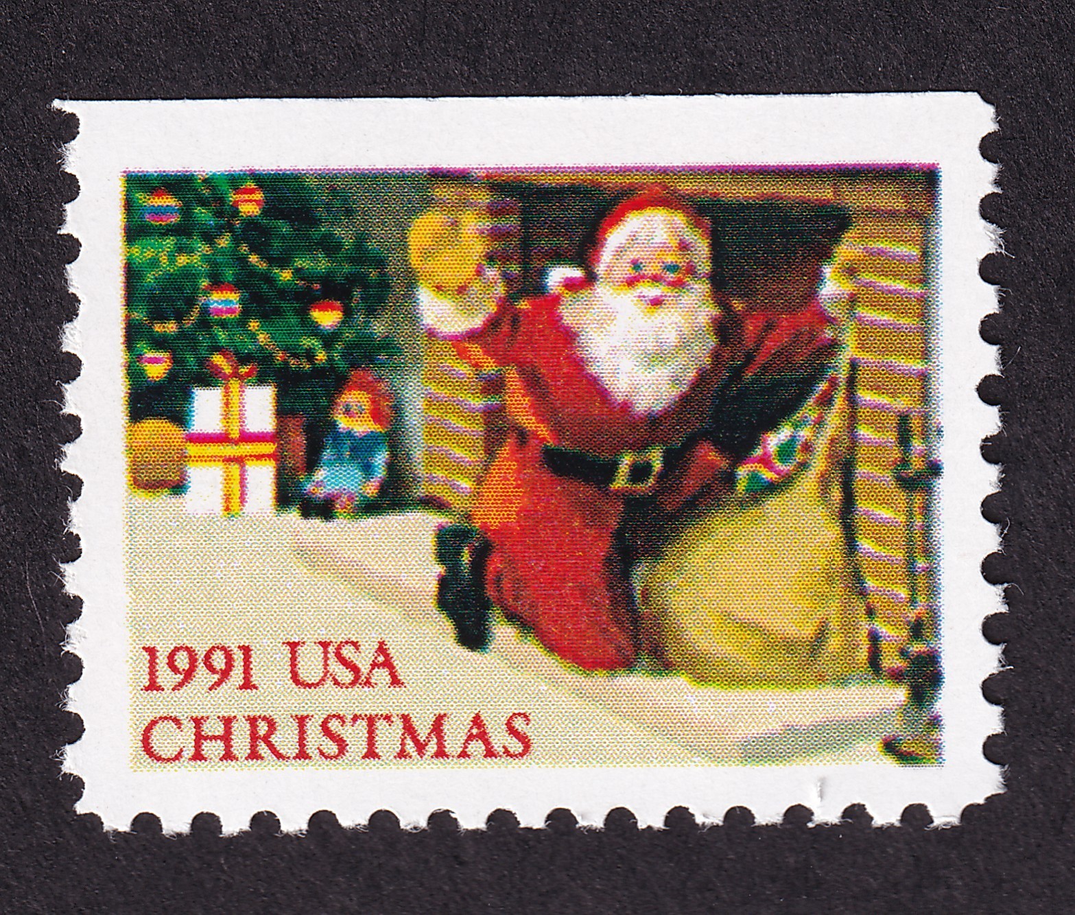 Scott #2584 Santa Kneeling with Bag Booklet Single Stamp - MNH