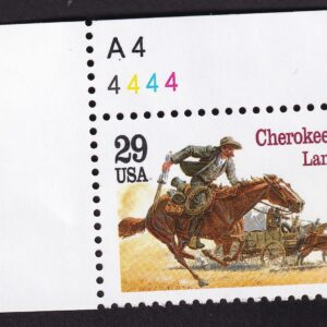 Scott #2754 Cherokee Strip Land Run Plate # Single Stamp - MNH P#A4-4444 UL