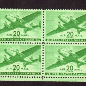 Scott #C29 Twin-motored Green Plane airmail Block - MNH