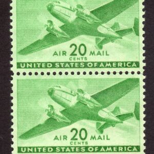 Scott #C29 Twin-motored Green Plane airmail Pair of Stamps - MNH