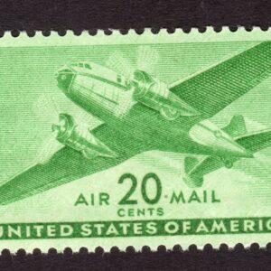 Scott #C29 Twin-motored Green Plane airmail Single Stamp - MNH