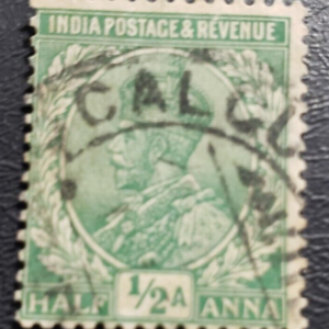 Stamp Asia India 1911 George V A47 1/2 anna sc 81 green
