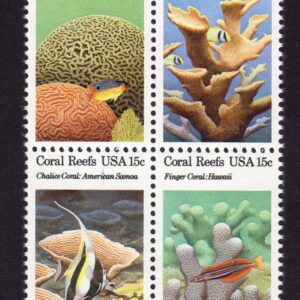 Scott #1830a (1827-30) Coral Reef Block of 4 Stamps - MNH Brain Coral 1st