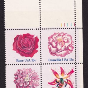 Scott #1879a (1876-79) Flowers Plate Block of 4 Stamps - MNH UR in mount