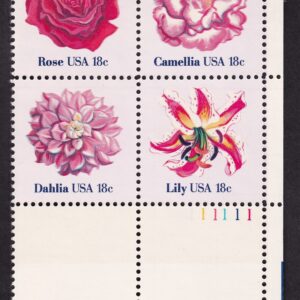Scott #1879a (1876-79) Flowers Plate Block of 4 Stamps - MNH LR