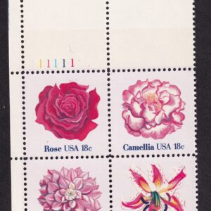 Scott #1879a (1876-79) Flowers Plate Block of 4 Stamps - MNH UL