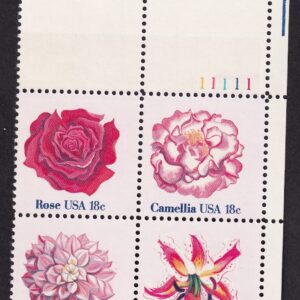 Scott #1879a (1876-79) Flowers Plate Block of 4 Stamps - MNH UR