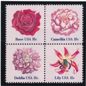 Scott #1879a (1876-79) Flowers Plate Block of 4 Stamps - MNH in mount