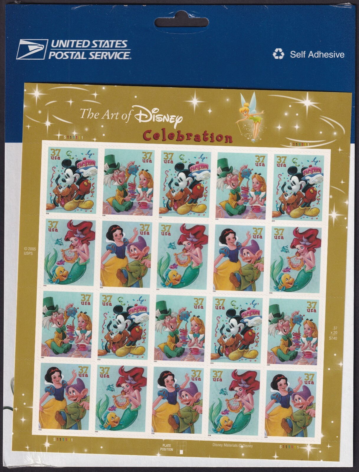 Scott #3915a (3912-3915) Disney Celebration Sheet of 20 Stamps - Sealed