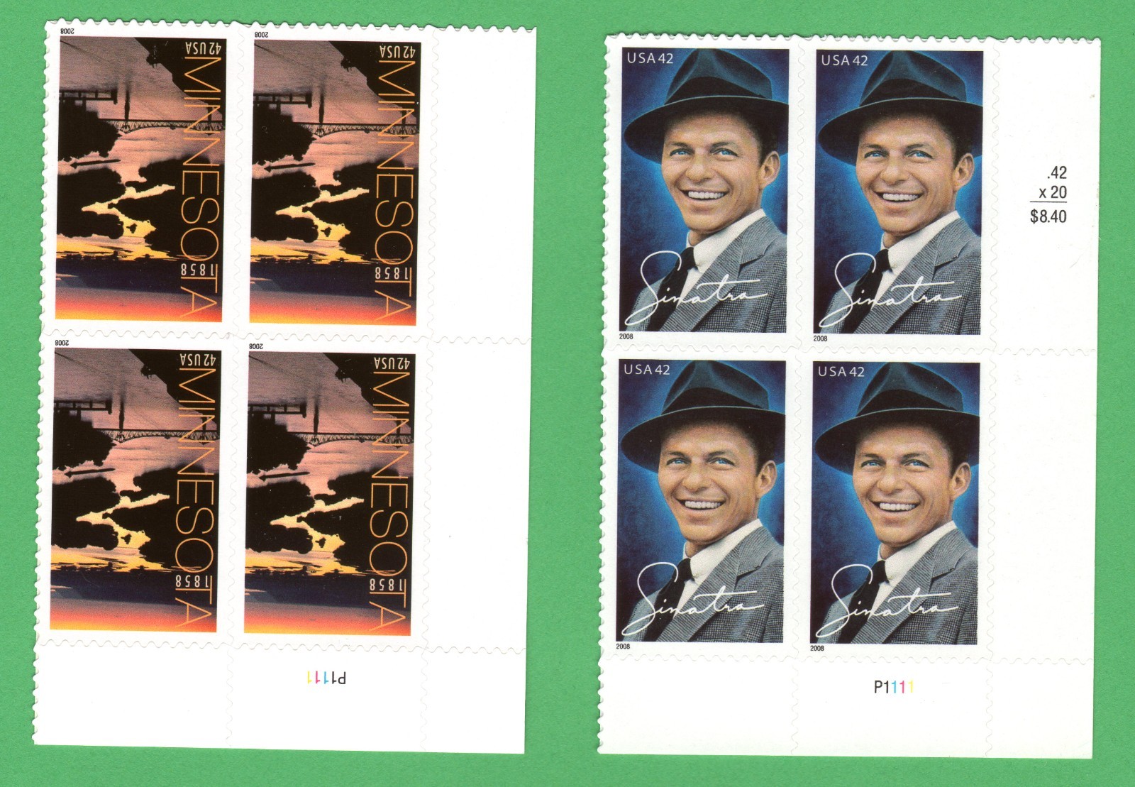 Scott #4265 FRANK SINATRA & Minnesota Plate Block of 4 Stamps - MNH LR