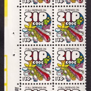 Scott #1511 Zip Code Strip Plate Block of 20 Stamps - MNH UL