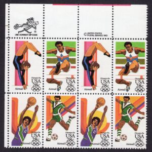 Scott #c104a 1984 Summer Olympics Airmail Zip Block of 8 stamps - MNH
