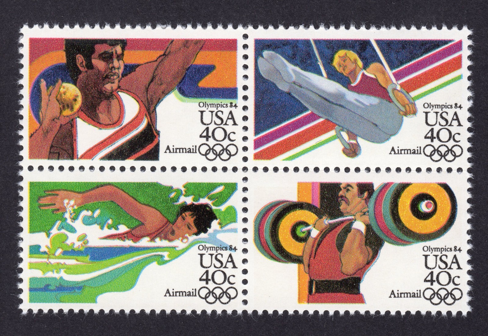 Scott #c108b (c105) 1984 Summer Olympics Airmail Block of 4 stamps - MNH