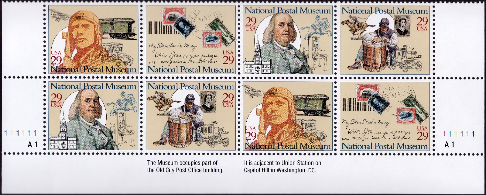 Scott #2782a (2779) National Postal Museum Plate Block of 8 Stamps - MNH Bottom