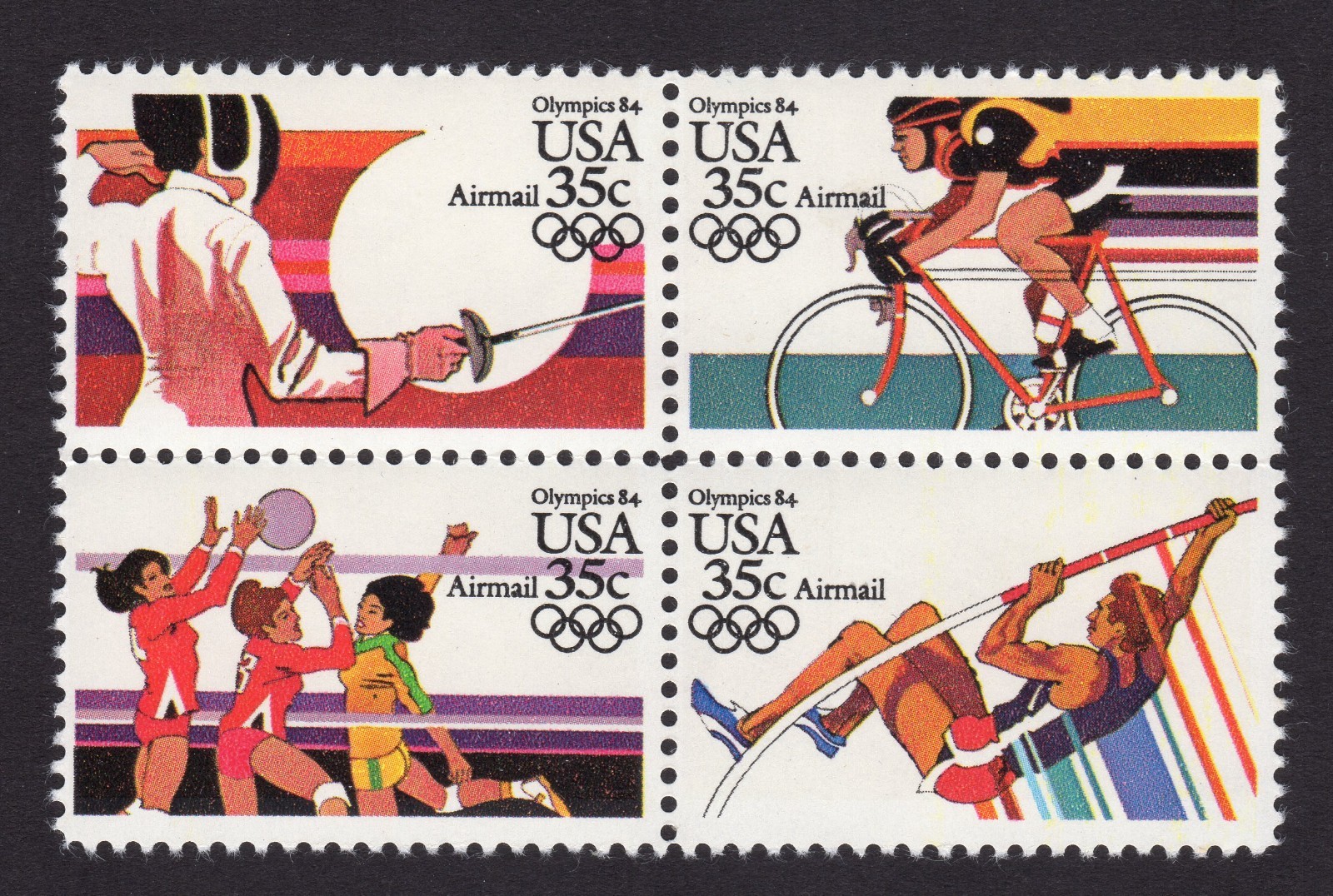 Scott #c112a (c109) 1984 Summer Olympics Airmail Block of 4 stamps - MNH