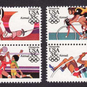 Scott #c112a Olympics Set of 4 Single Airmail Stamps - MNH in (2) Vertical Strip