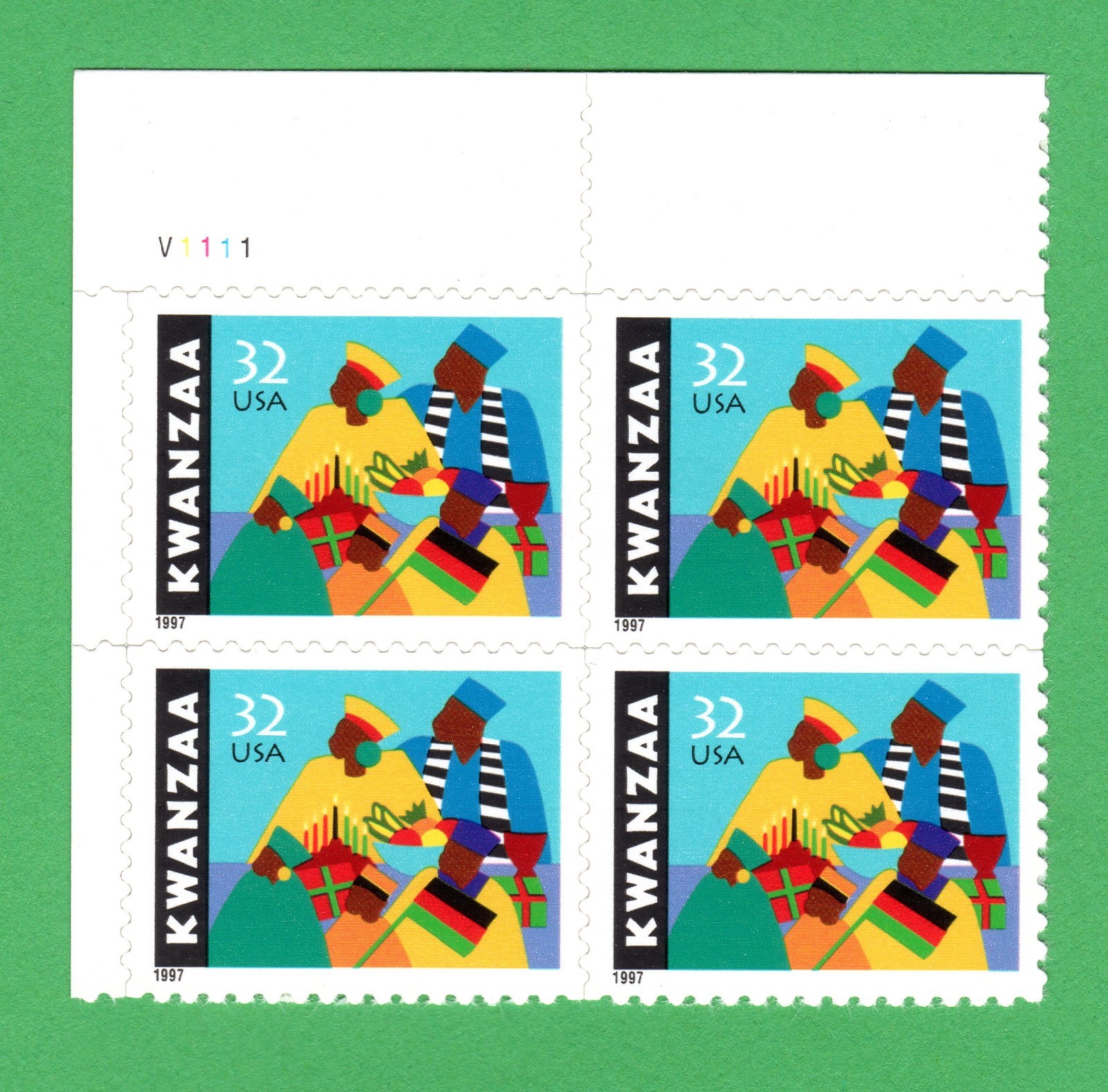 Scott #3175 Kwanzaa Plate Block of 4 Stamps - MNH UL