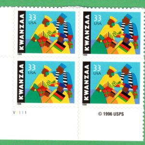 Scott #3368 Kwanzaa Plate Block of 4 Stamps - MNH LL