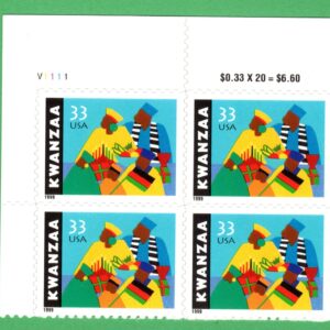 Scott #3368 Kwanzaa Plate Block of 4 Stamps - MNH UL