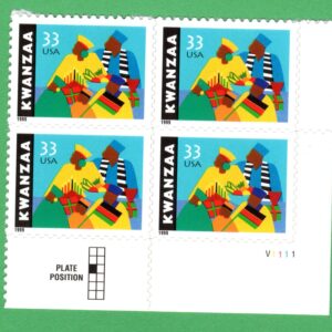Scott #3368 Kwanzaa Plate Block of 4 Stamps - MNH LR