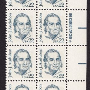 Scott #1863 John Audubon Plate Block Of 20 Stamps - MNH P#1 Right