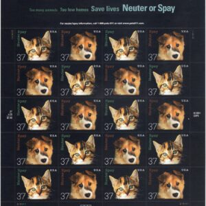 Scott #3671a (3670-71) Pet Neuter or Spay (Dog & Cat) Sheet of 20 Stamps - MNH