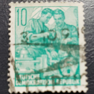 Stamp Europe Germany (DDR) 1953 Machinists A43 sc#159 blue green