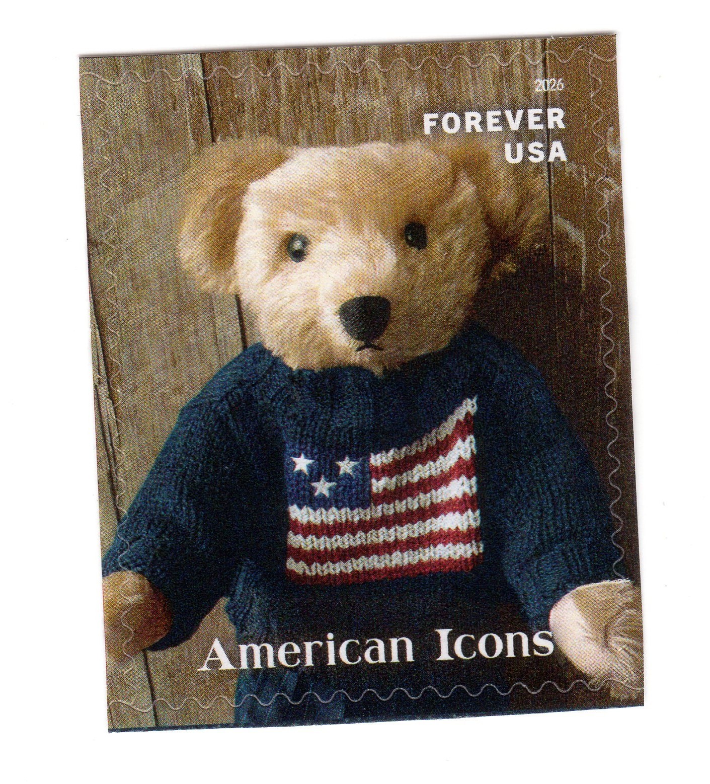 Scott #6106 American Icons Teddy Bear Flag Sweater Single Forever Stamp - MNH