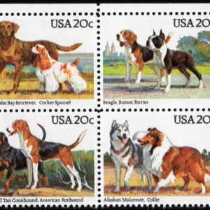 Scott #2101a (2098-2101) Dogs (Retrievers) Block of 4 Stamps - MNH