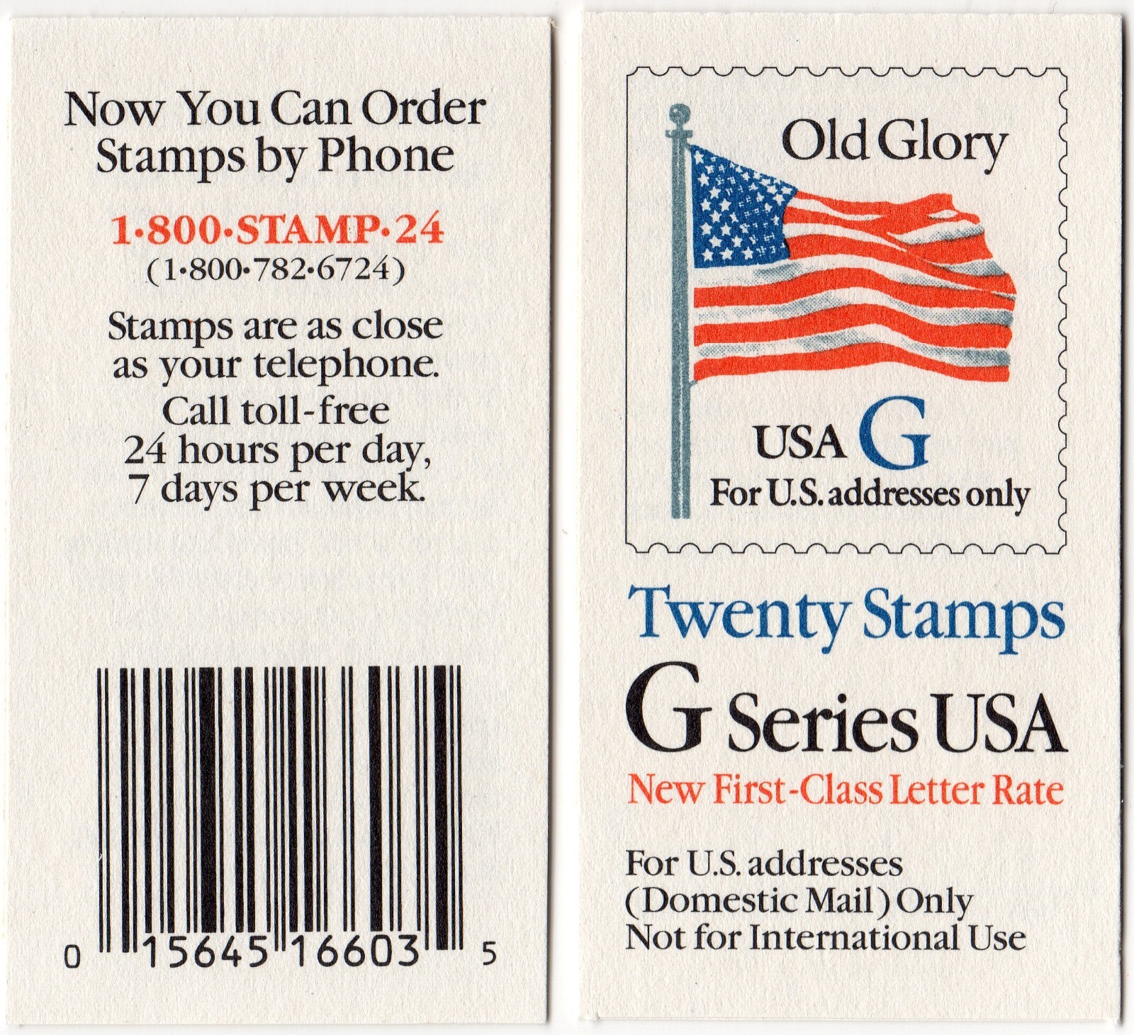 Scott #BK222 (2884a) Flag G Series Booklet of 20 Stamps - MNH