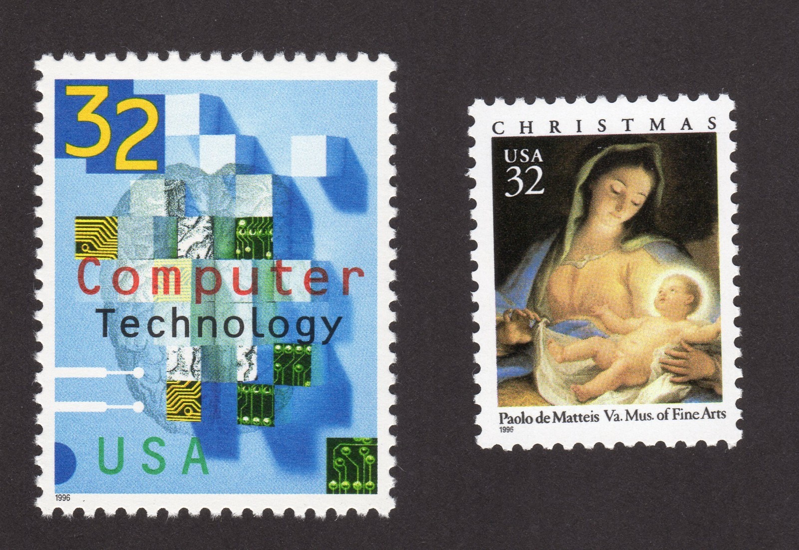 Scott #3106-3107 Computer Technology Madonna and Child Single Stamps - MNH