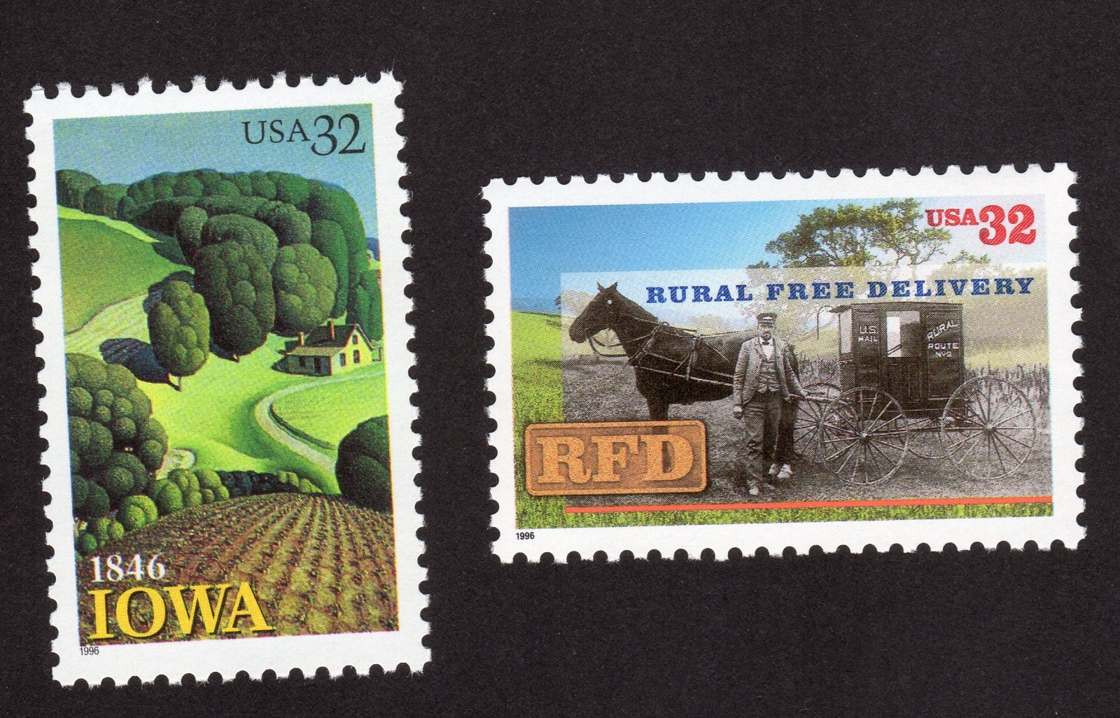 Scott #3088 & 3090 Iowa & Rural Free Delivery Single Stamps - MNH