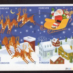 Scott #4712-4715c Santa & Reindeer Booklet Plate # Block of 4 Stamps MNH Imperf