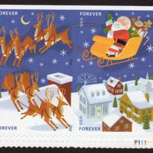 Scott #4712-4715 Santa & Reindeer Booklet Plate # Block of 4 Stamps - MNH