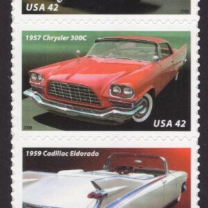 Scott #4357a (4353) Fins and Chrome Strip of 5 Stamps - MNH Pontiac 1st