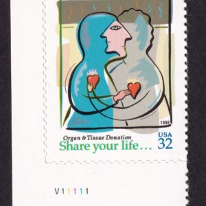 Scott #3227 Share Your Life... Organ & Tissue Donor Plate # Single Stamp - MNH