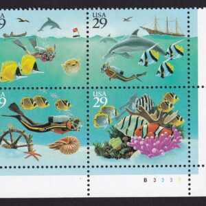 Scott #2866a Wonders of the Sea Plate Block of 4 Stamps - MNH P#B3333 LR