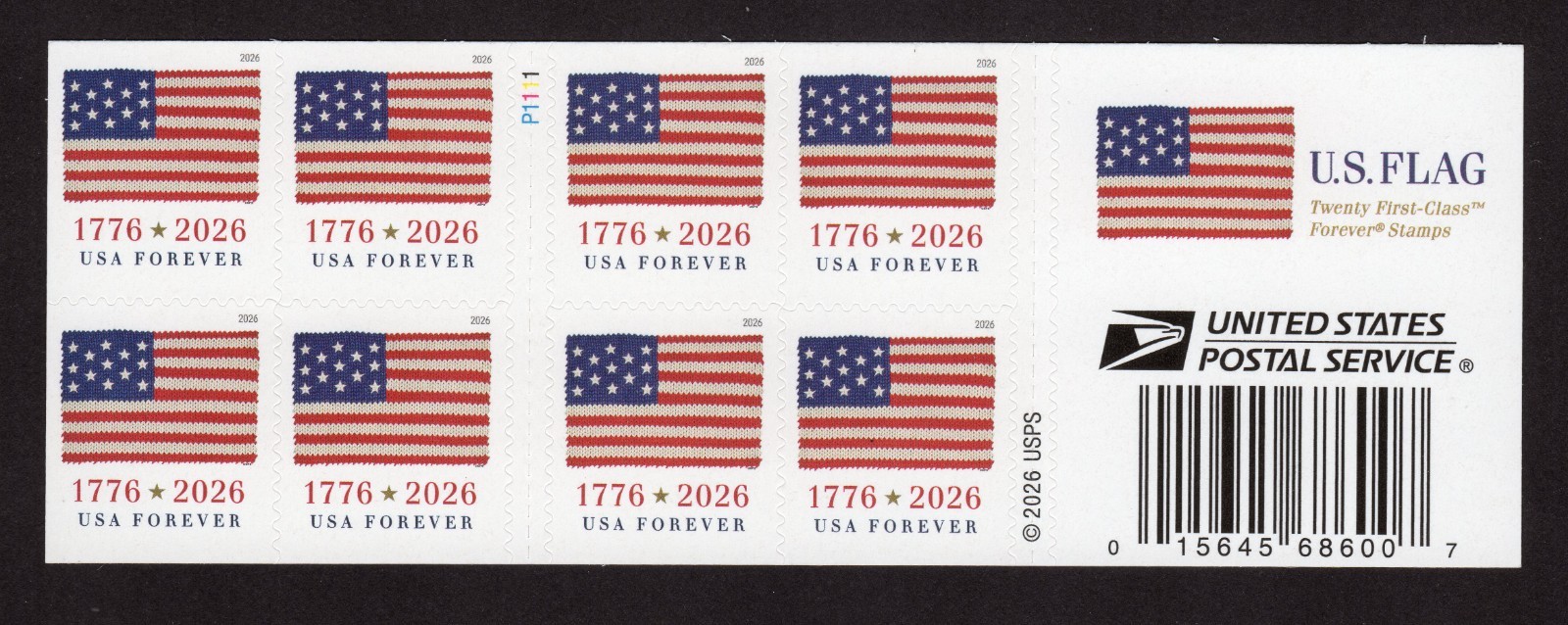 Scott #6111 Flag Booklet (APU) of 20 Forever Stamps - MNH P#P1111