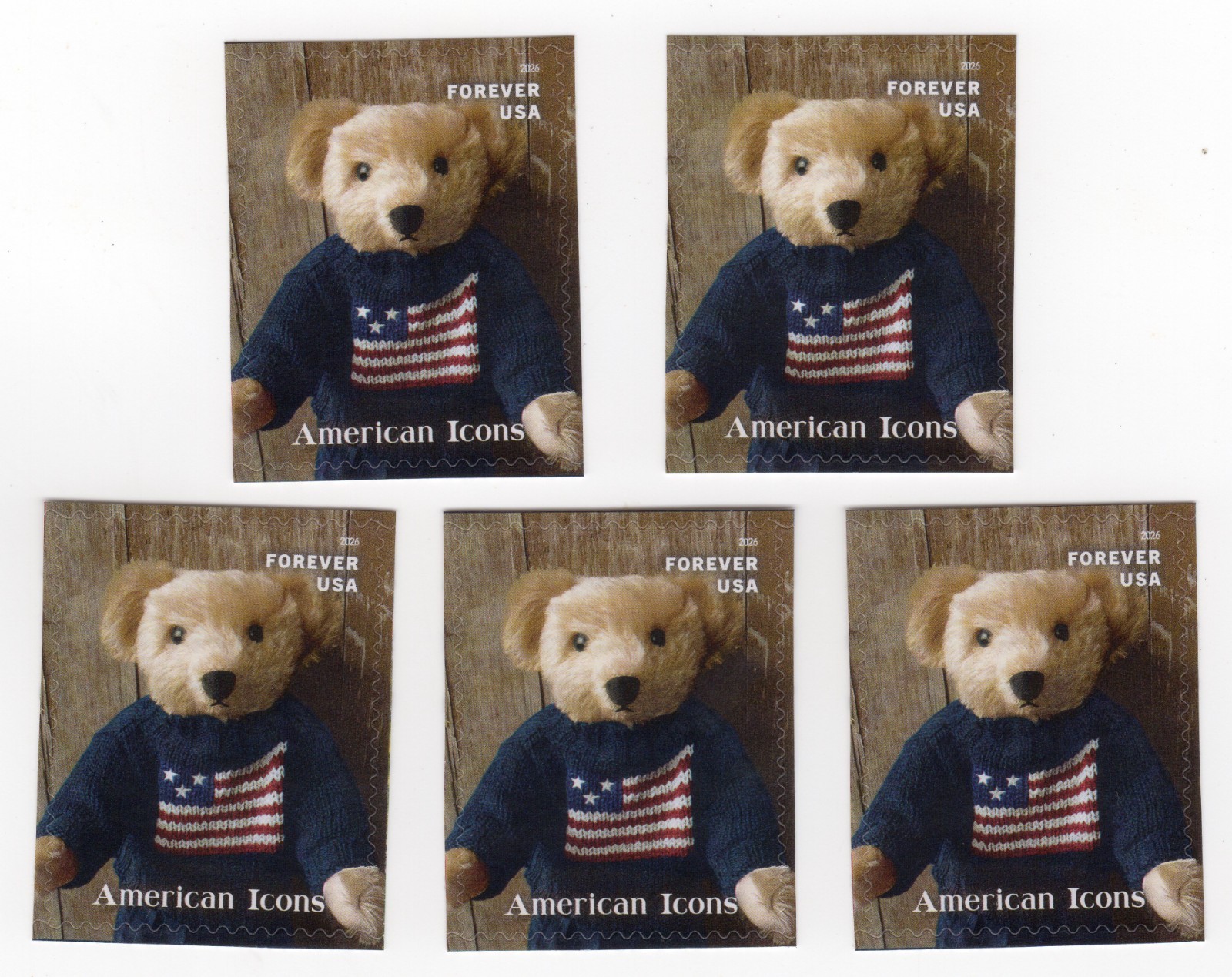 Scott #6106 American Icons Teddy Bear Flag Sweater (5) Five Forever Stamps - MNH