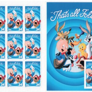 Scott #3534 Porky Pig "That's All Folks" Sheet of 10 Stamps - MNH