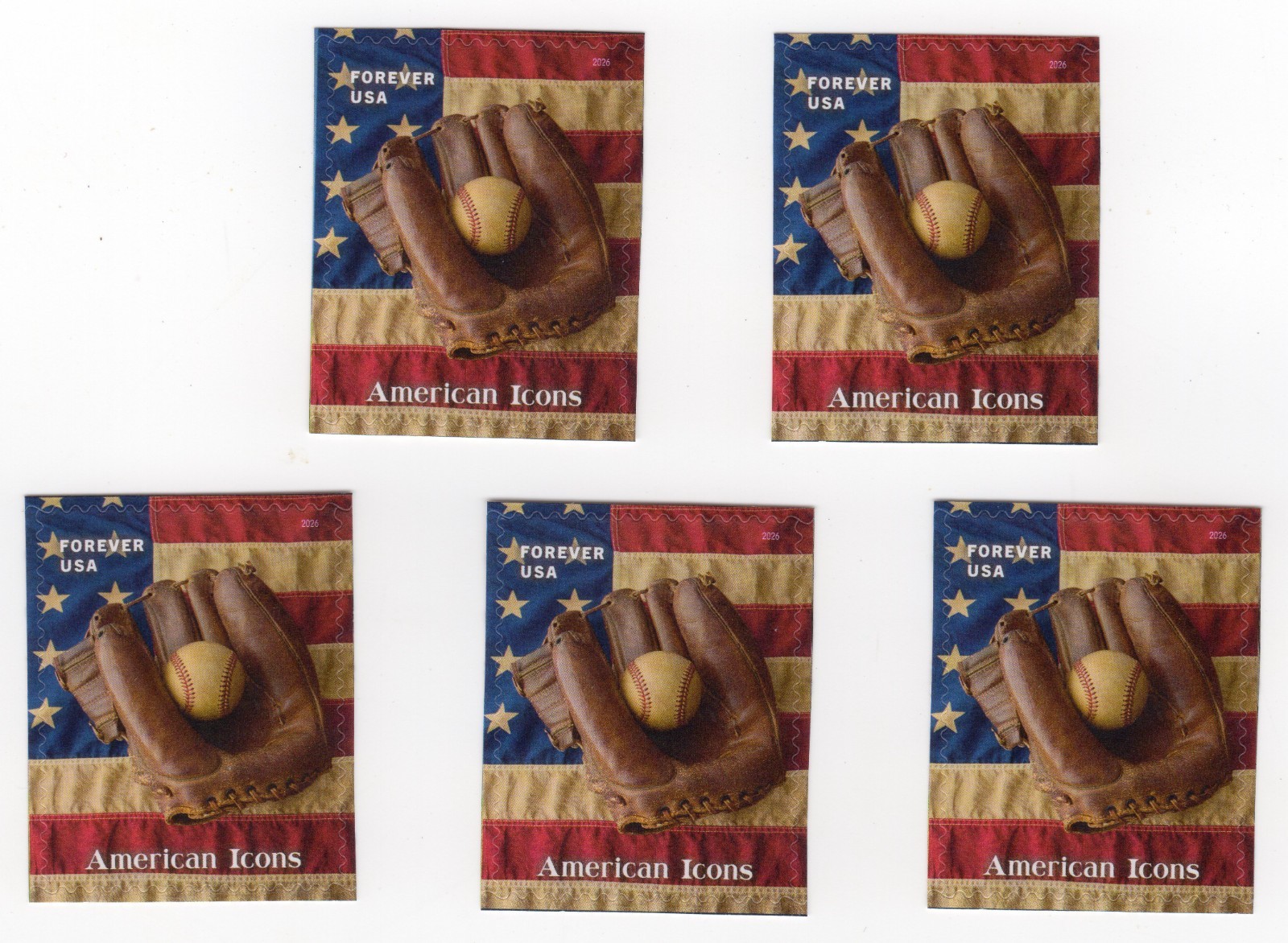 Scott #6106 American Icons Jackie Robinson Glove (5) Five Forever Stamps - MNH